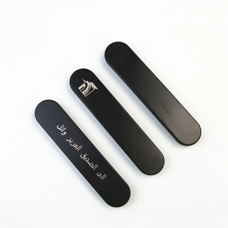 Metal pen case professional text Black Silver pencil box Can make company pencil cases stationery box