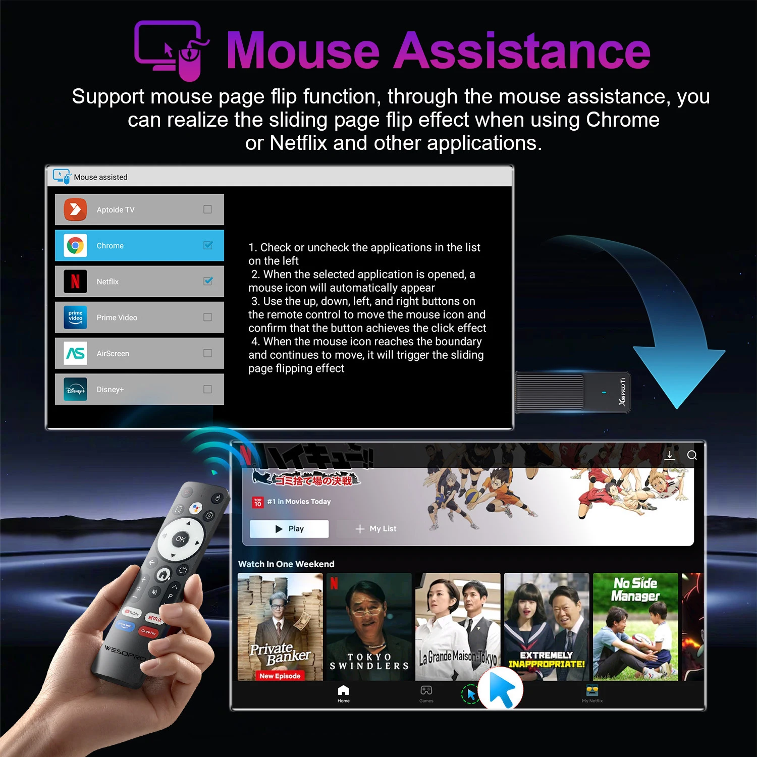 Sd289319502484cf5b4661d6417a32113s WESOPRO Android TV Stick G2 MAX IPTV Dongle 4K Streaming Media Player 2GB RAM 16GB ROM Dual-Band Wifi Supports 2.4GHz & 5.0GHz