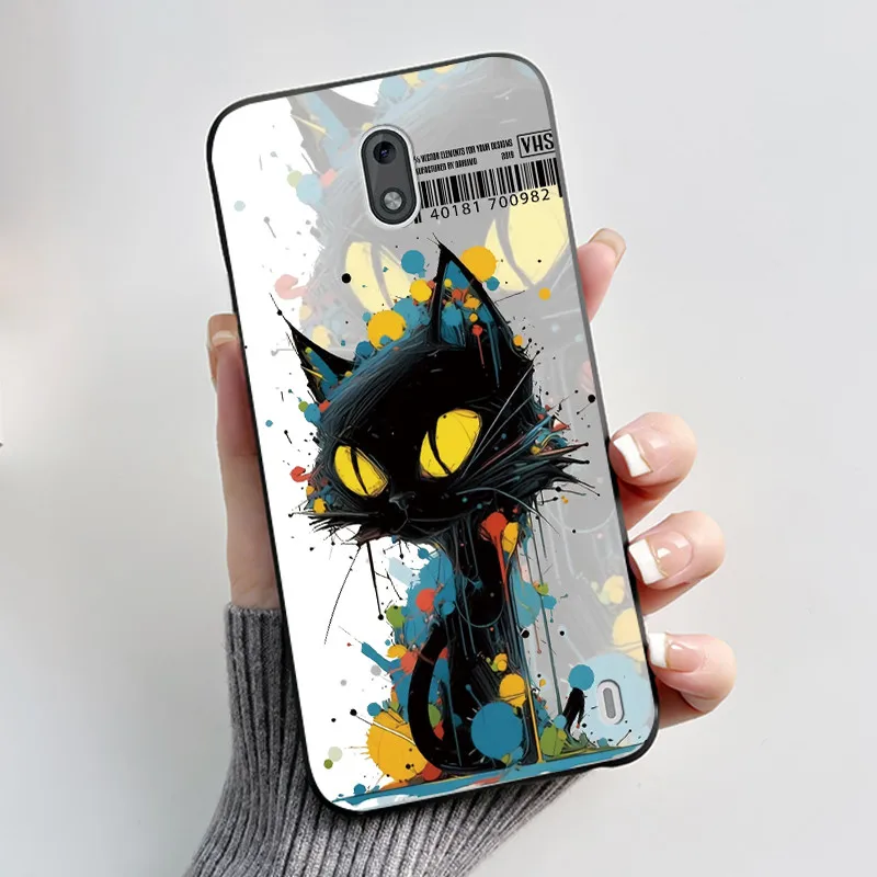 Aesthetic Cute Cat Shockproof Black Slim Phone Case - Soft TPU Silicone Back Cover
