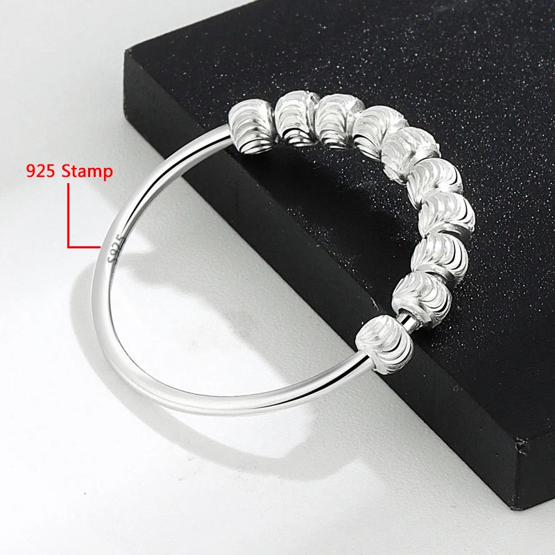 Wholesale Rhodium Plated 925 Sterling Silver Beaded Fidget Ring Anti  Anxiety Ring Open Adjustable Cuff Ring with Beads Spinner Fidget Thumb Ring  Jewelry Gift for Women Men 