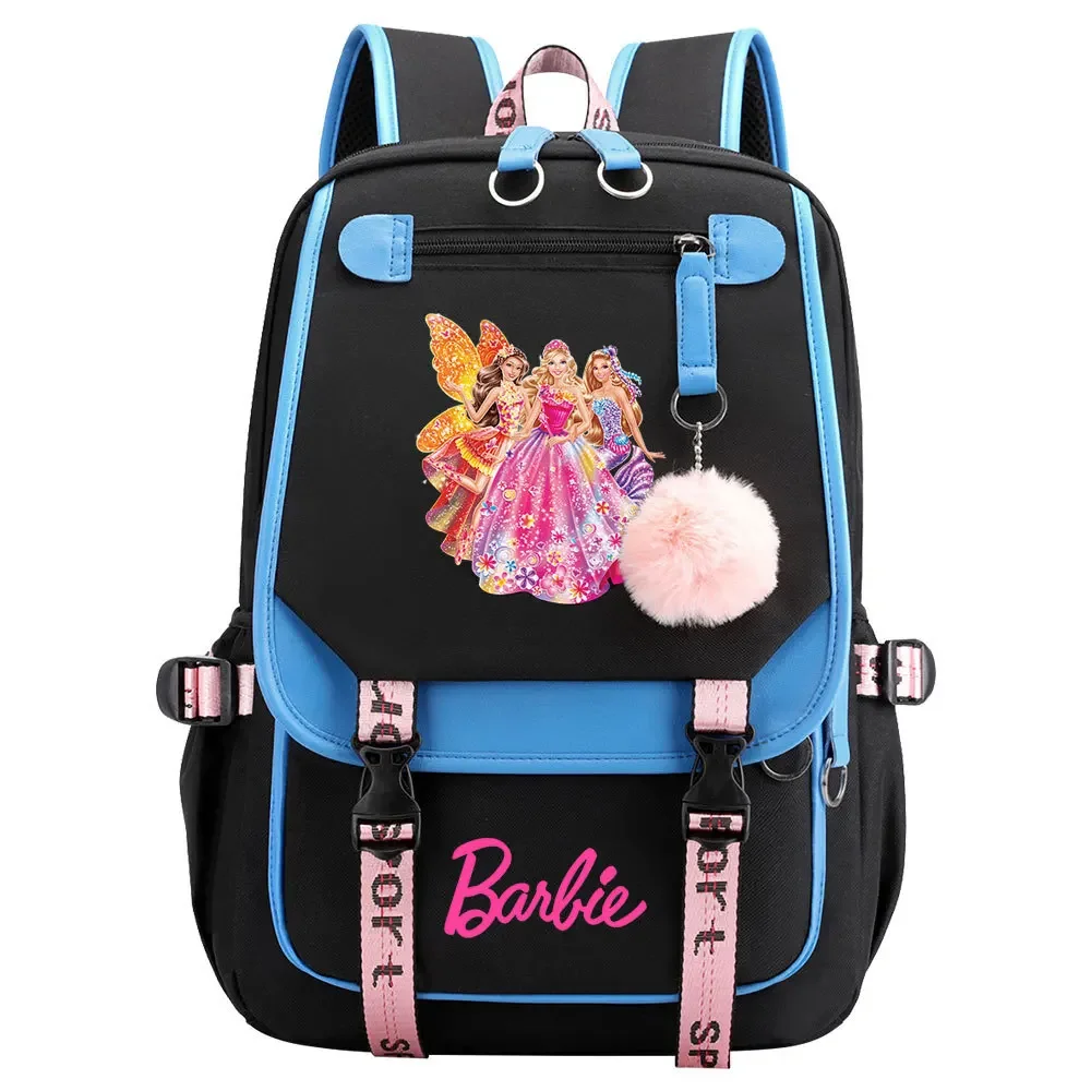 

MINISO Live-action Movie Barbie Peripheral Large-capacity Student School Bag Casual Webbing Flap Backpack The Best Gift