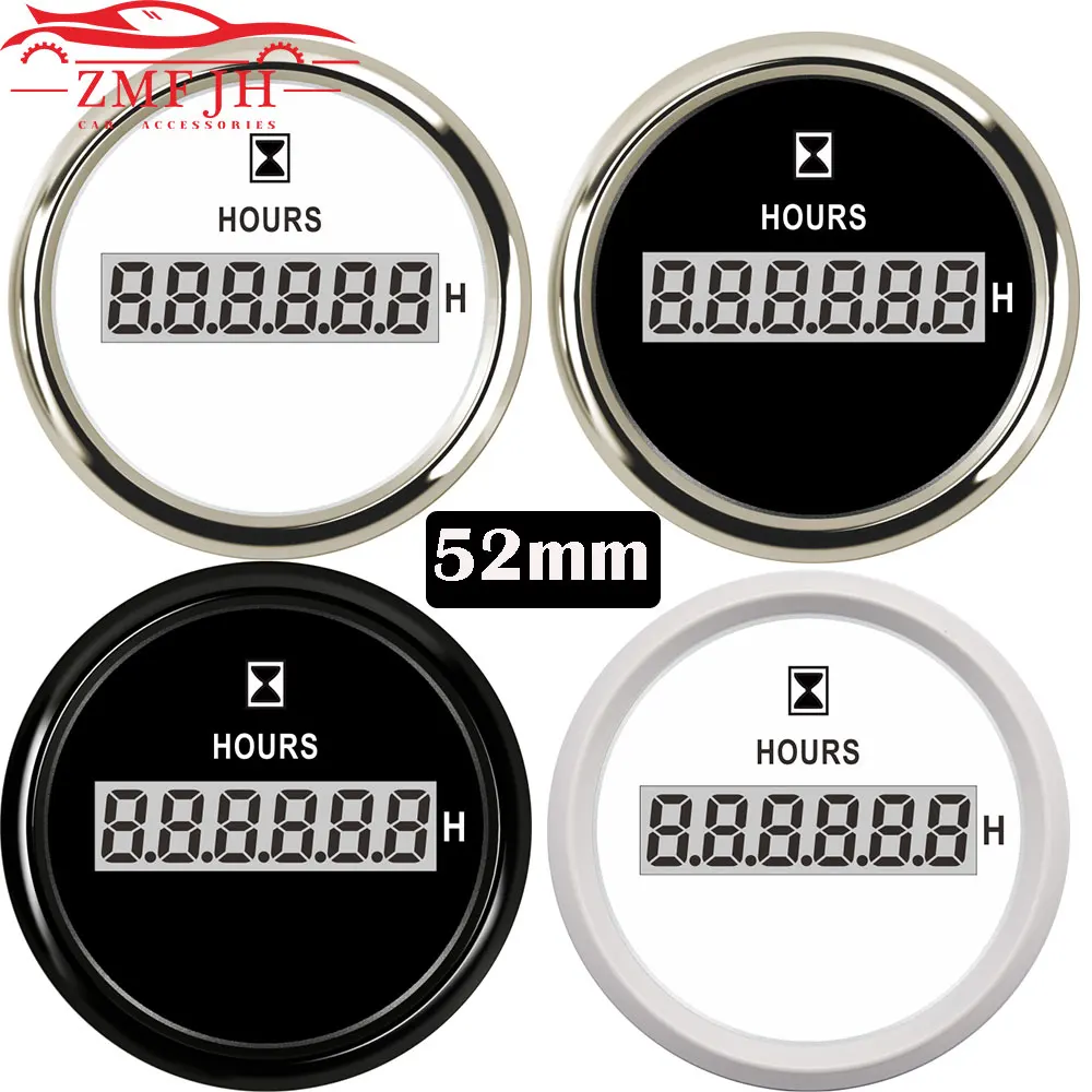 Universal Digital Hourmeters 52mm LCD Display Hour Meters For Marine Boat Auto Yacht Car 0-99999.9H Waterproof Clock Gauge 9-32V |