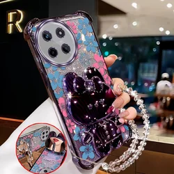 Blue Floral Phone Case Set with Lanyard and Stand (3 - piece) for Realme 12 5G (PURPLE)