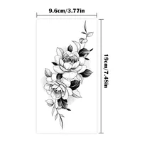 Waterproof Temporary Tattoo Sticker Flowers Roses Lilies Peonies Geometric Patterns Body Art Arm Fake Tattoos Sleeve Women Men 2