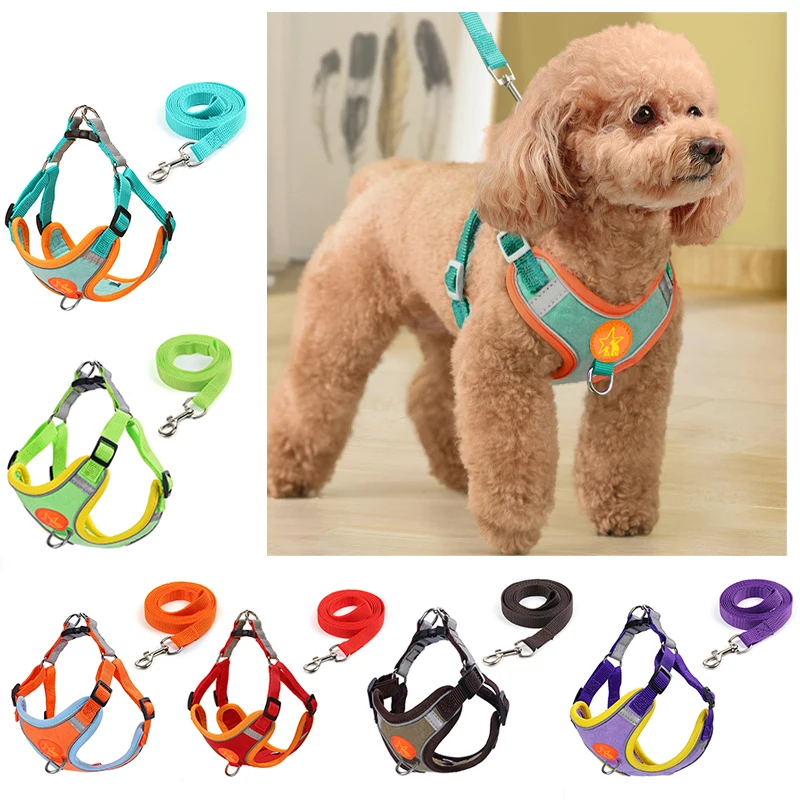 Small Medium Dogs Harness Vest Walking Traction Rope Reflective Straps, Soft Mesh Harness Breathable Pet Supplies Small Medium Dogs Harness Vest Walking Traction Rope Reflective Straps, Soft Mesh Harness Breathable Pet Supplies