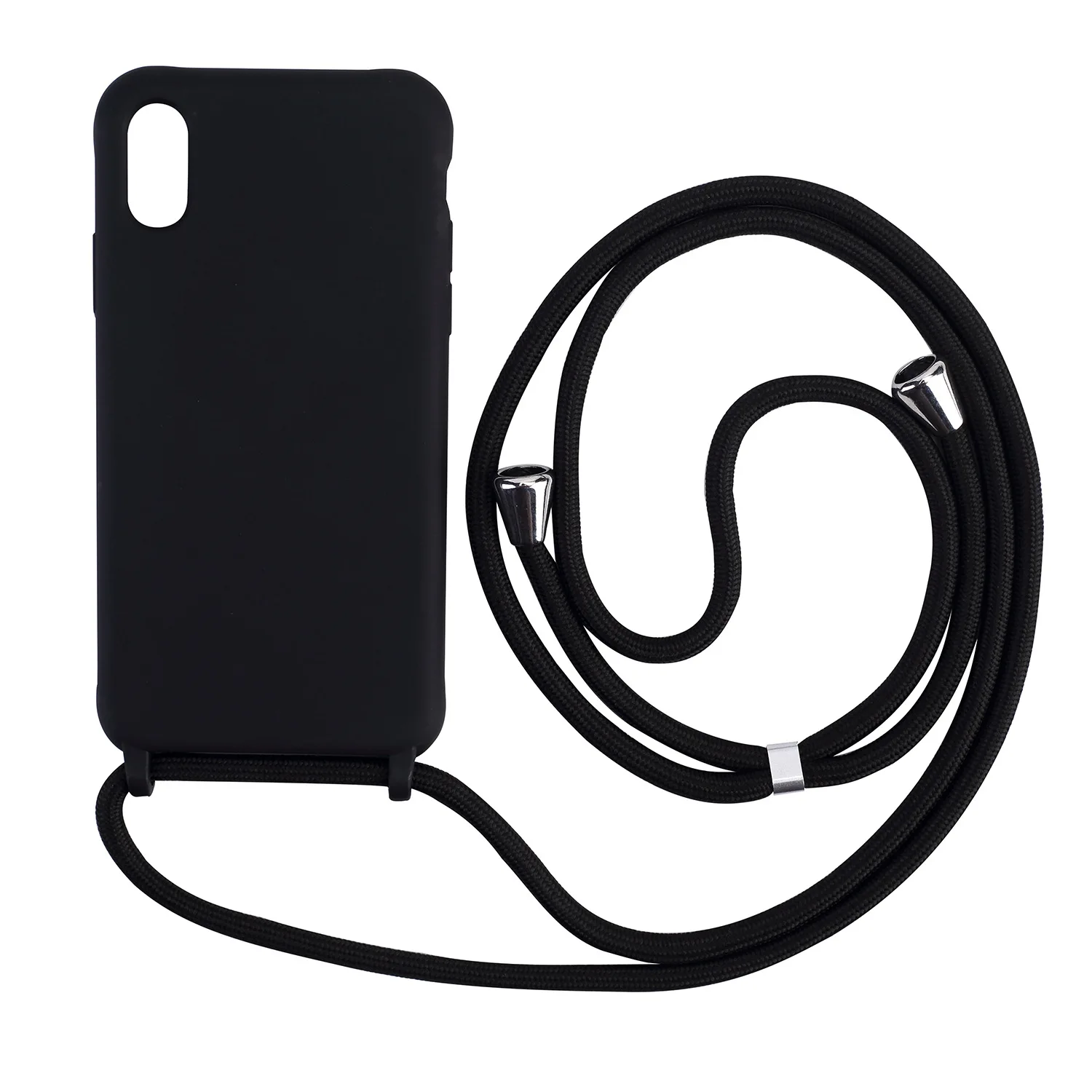 Minimalist Silicone Crossbody Case with Adjustable Rope Lanyard
