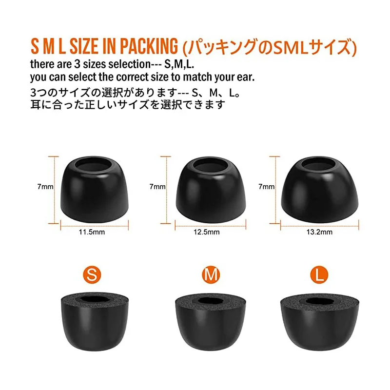 Memory Foam Eartips Compatible with OnePlus Buds Pro & 2 Wireless Earbuds Earpad Ear Tips Earmuff with S.M.L Size by
