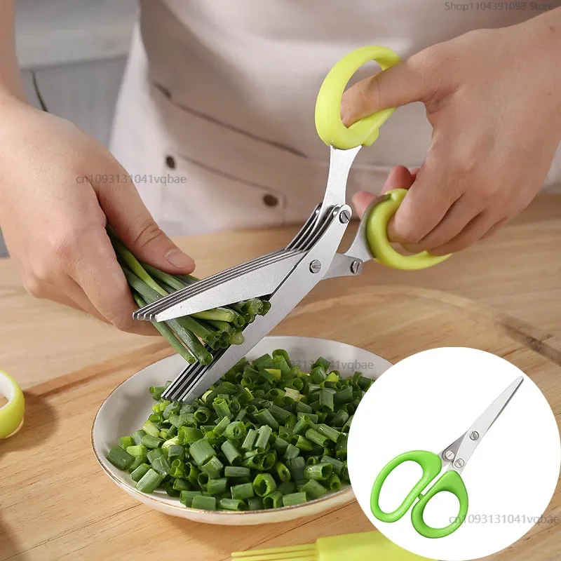 5 Blade Multipurpose Stainless Steel Kitchen Shears Durable Herb Scissors For Chopping Chive Parsley Gadget Food Scissors