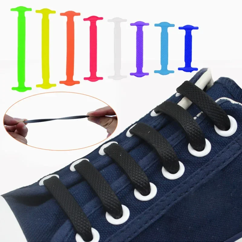 16 Stück elastische Schnürsenkel für alle Sneakers, Silikon-Stretch-Schnürsenkel, Unisex, modisch, ohne Krawatte, Schnürsenkel, Gummiband-Schnürsenkel – Detail 12
