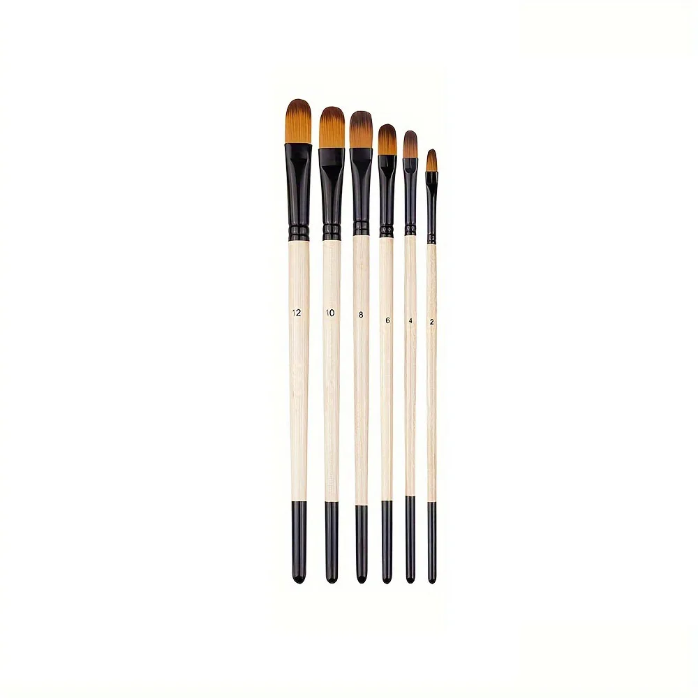 6-Piece Soft Nylon Paint Brush Set for Watercolor, Oil, and Acrylic