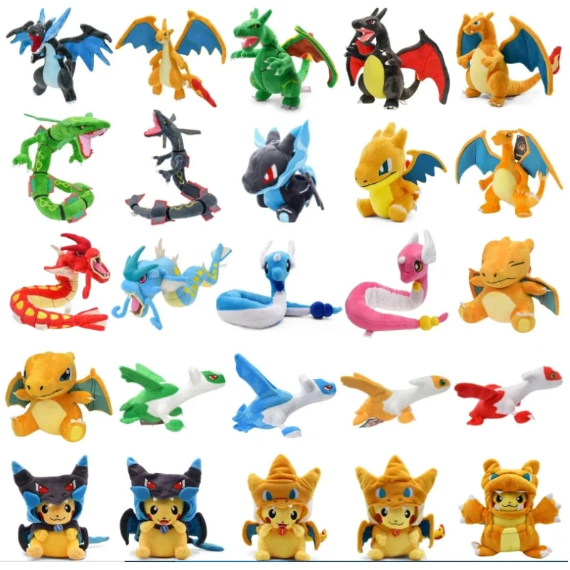 

Pokemon Mega Rayquaza Fuse Charizard X плюшевая игрушка Пикачу блестящие Gyarados Dragonair hisas чармандер плюшевые куклы