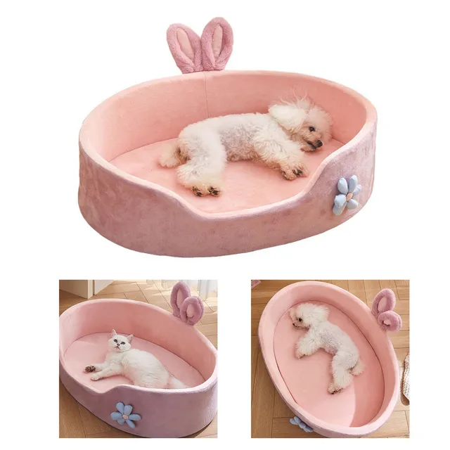 Pink Pet Bed Detachable Washable Dog Sleeping Bed Soft Comfortable Warm Cat Bed For Four Seasons 4