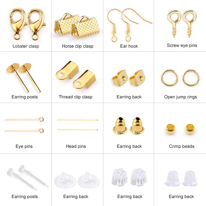 Earring Making Supplies Kit Earring Hooks Backs Posts Eye Pin Tweezer Jump  Ring Opener for Jewelry