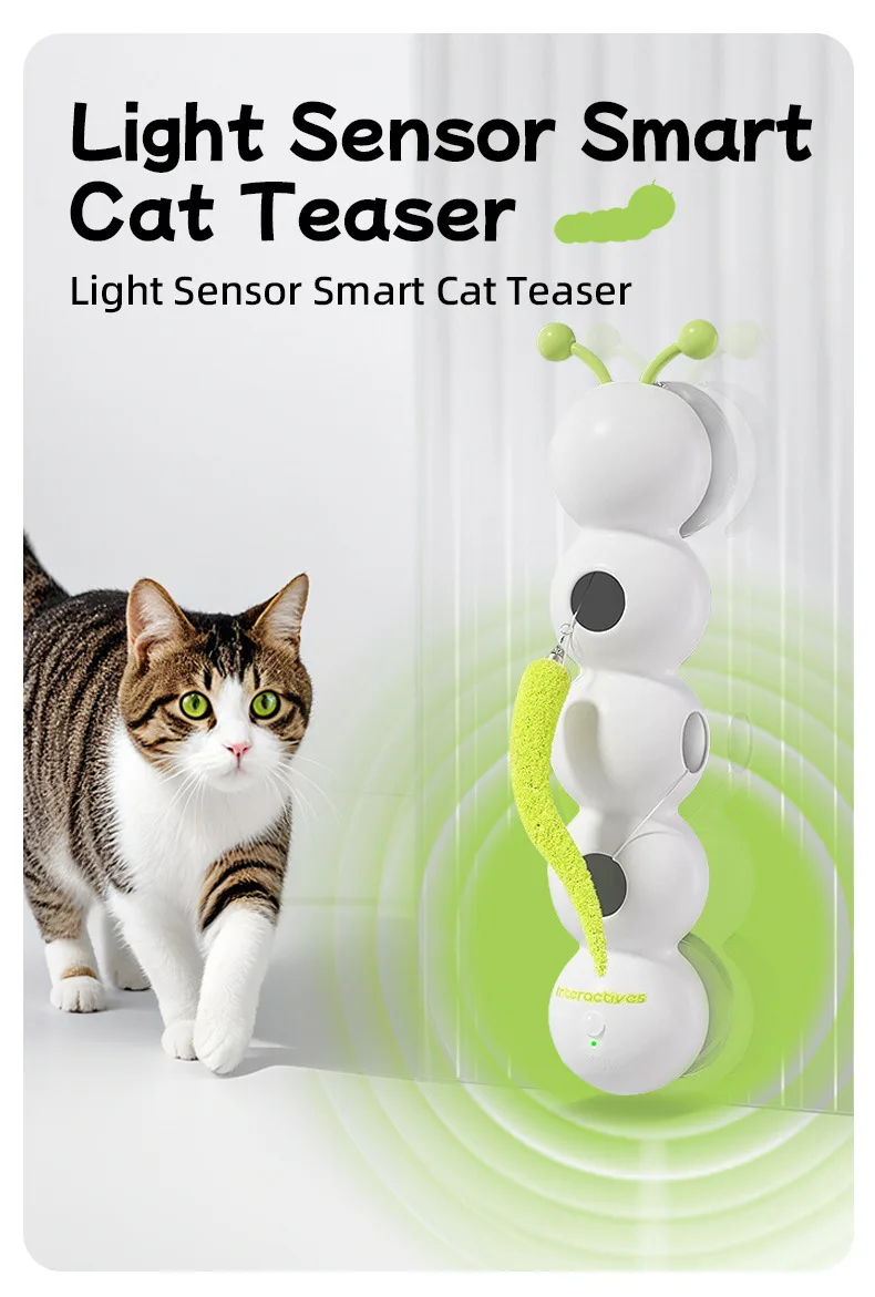 Intelligent Interactive Cat Toy Mobile Activation Wake-Up Earthworm Pole Toy with Tail Automatic Popping Hole Interactive - PeticaDeals