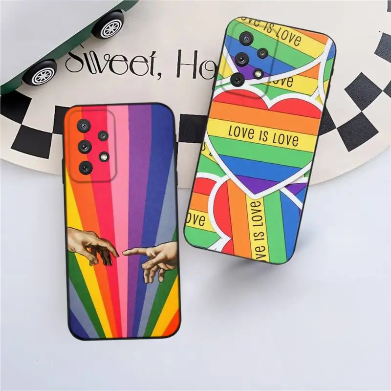 

LGBT Rainbow Pride Love is Love Phone Case For Samsung Galaxy A13,A21s,A22,A31,A32,A52,A53,A71,A80,A91 Soft Black Phone Cover