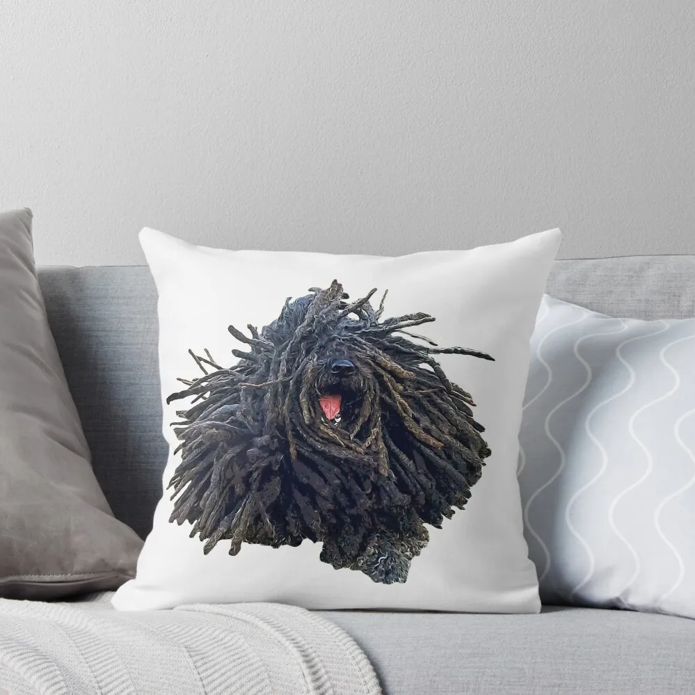 

Hungarian Puli Puppy Dog Dreadlocks Throw Pillow Sofa Cushion Embroidered Cushion Cover