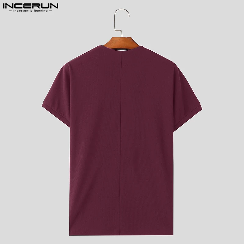2024 Men T Shirt Solid Color V Neck Short Sleeve Summer Casual Men