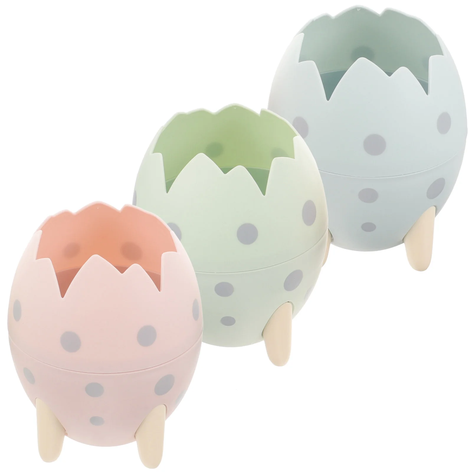 3 Pcs Dinosaur Egg Pen Holder Pencil Case Plastic Brush Storage Lipstick Container Pp Lovely Organizer Student