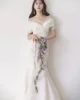 2022 New Design Ivory Wedding Dress  Off-Shoulder Customized Short Sleeves 웨딩드레스 Organza Backless Korean Mermaid Bridal Gowns 2