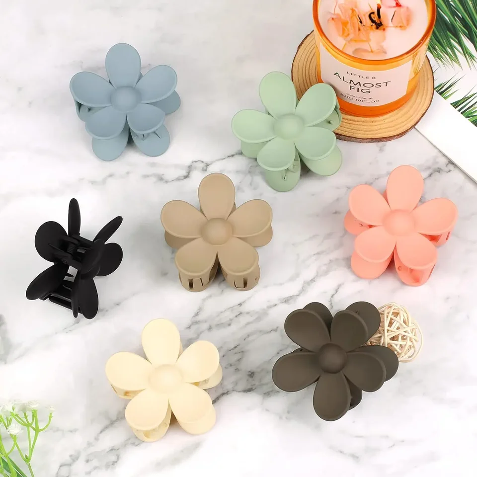 Colorful Flower Claw Clips Set for Thick Hair