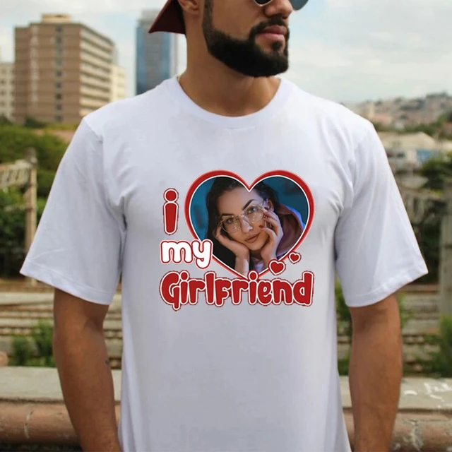 Camicia personalizzata Amo la mia ragazza con foto,T-shirt personalizzata  Amo la mia ragazza per San Valentino,Camicia Amo il mio ragazzo -   Italia