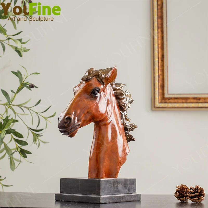 

Bronze Horse Head Statue Bronze Horse Bust Sculpture Bronze Animal Bust Figurine For Home Office Decor Gorgeous Ornament Gifts