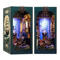 DIY Book Nook Shelf Insert Kits Riddle On The Seabed Bookshelf Wooden Miniature Model Kit Handmade Bookend Friends Xmas Gifts 1