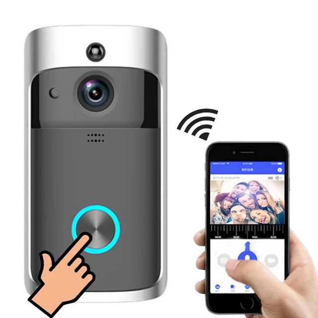 V5 Wireless Smart Doorbell Night Vision 720P HD Voice Intercom Doorbells PIR Detection Motion Sensing Security Protection Device 1