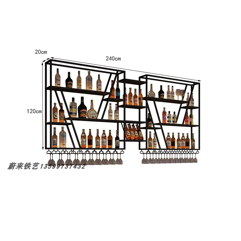 Modern Metal Shelf Bar Cabinet Display Liquor Bottle Wine Cabinets Hanging Whisky Storage Armario Para Vinos Liquor Furniture