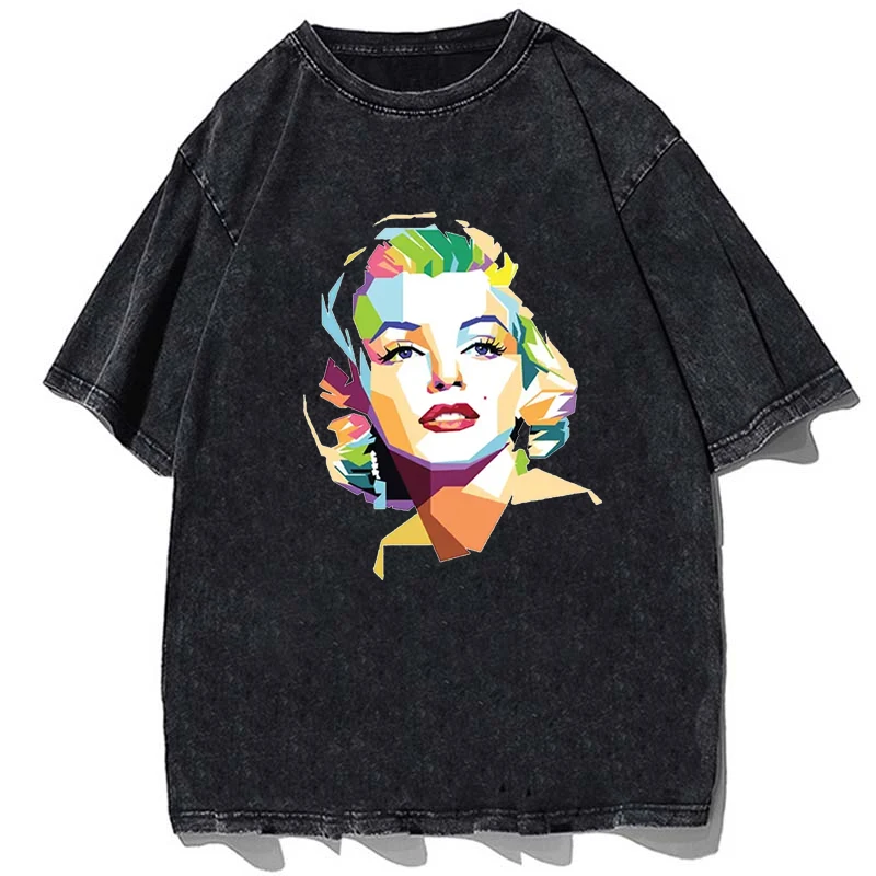 

Aesthetic Monroe Marilyn Print T-shirt Fashion Men Cotton Oversize Tshirt Summer Short Sleeves T Shirt Harajuku Streetwear Tees