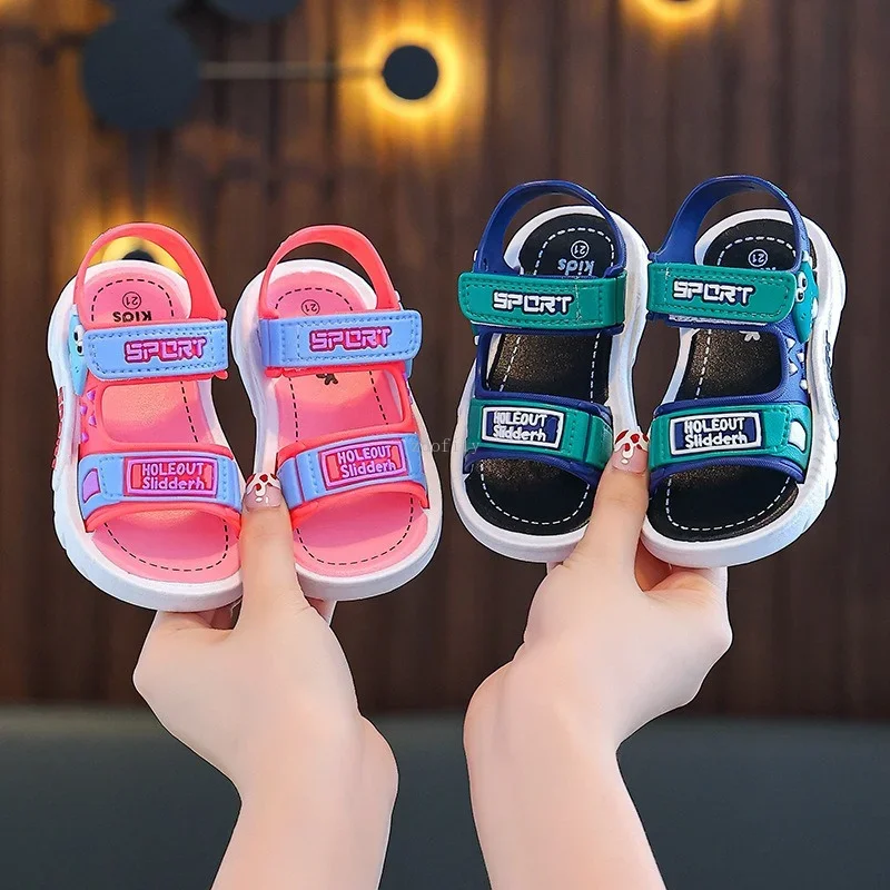 Cute Cartoon Dinosaur Boys Girls Summer Toddler Sandals Baby Anti Slip Indoor Bathroom Home Sandals Children Outdoor Beach Shoes 4