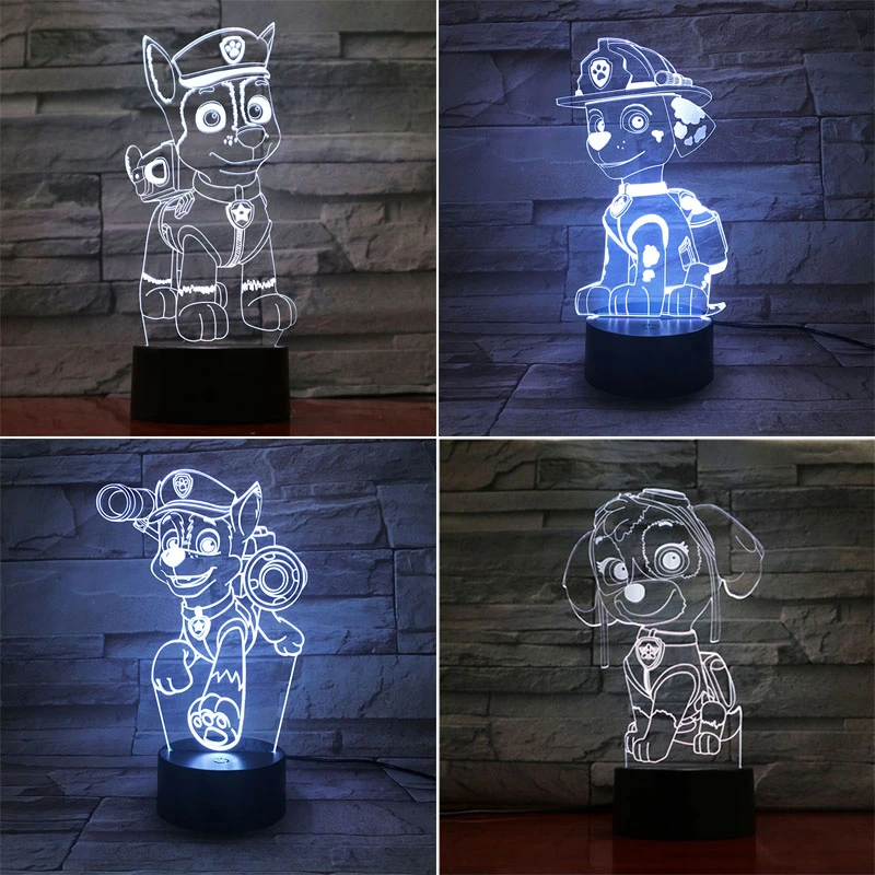 Paw Patrol Marshall 3D LED 7Farbe Fernbedienung Nachtlicht Lampe Dekor Geschenke