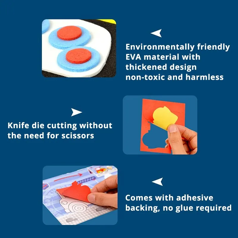 10 Pcs 3D EVA Foam Sticker Creative Art Craft Kit for Kids Boys Girls DIY Cartoon Animal Transportation Painting for Education