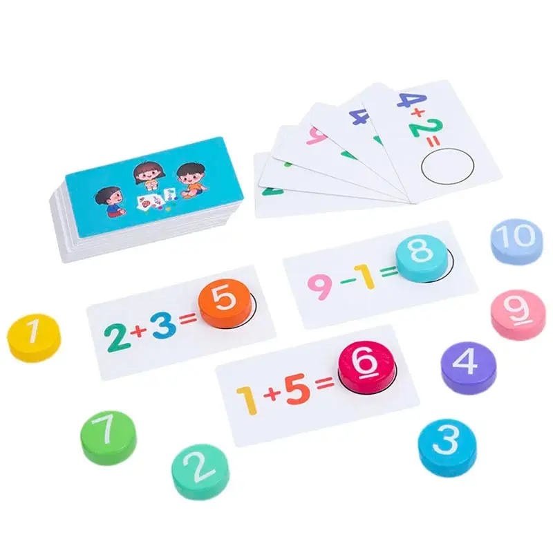 Math Toys Learning Board Puzzle Educational Children's Wooden Number Board Cognitive Matching Addition Subtraction Operation Montessori Logical Thinking Training