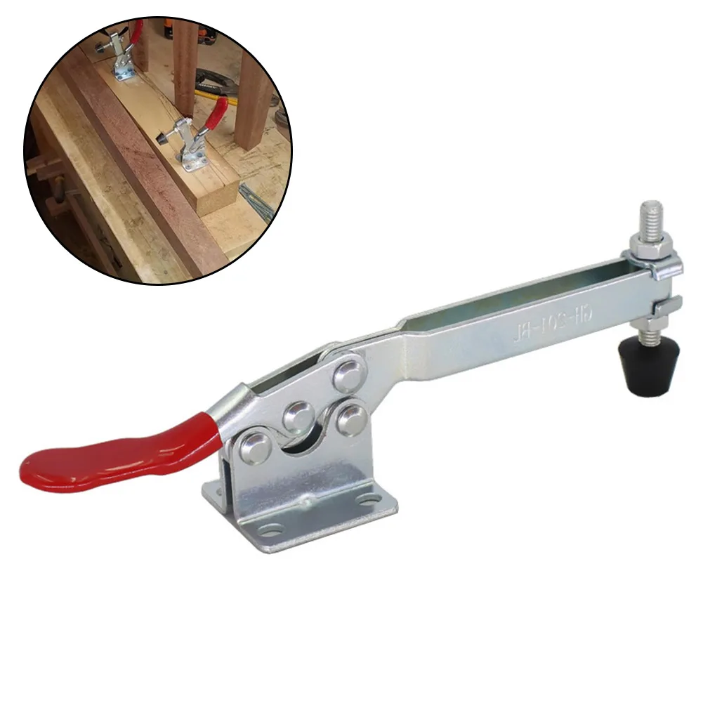 

Durable Toggle Clamp GH-201BL 198Lbs 1Pc 90Kg Galvanized Iron High Carbon Steel Longer Quick Fixture Silver + Red