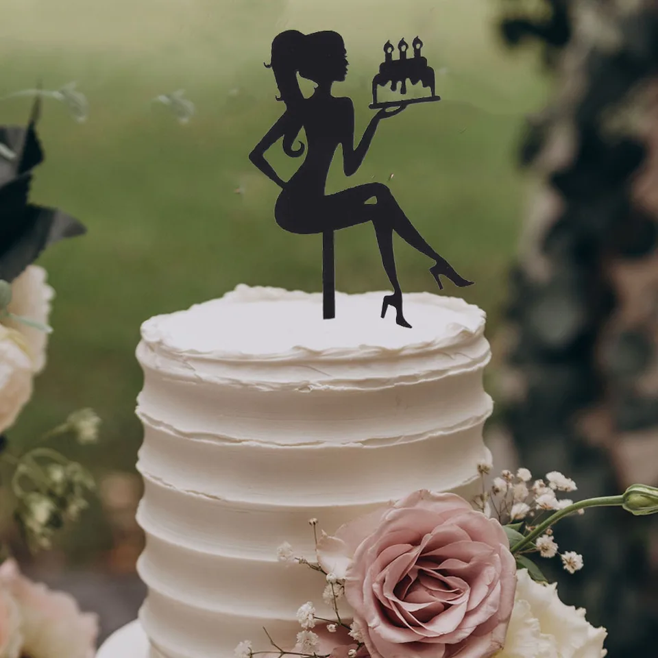 1PC-10PCS Elegant Black Heel Girl Silhouette Acrylic Cake Topper Ideal for  Birthday Party Decor Party Cake Decoration - AliExpress 15