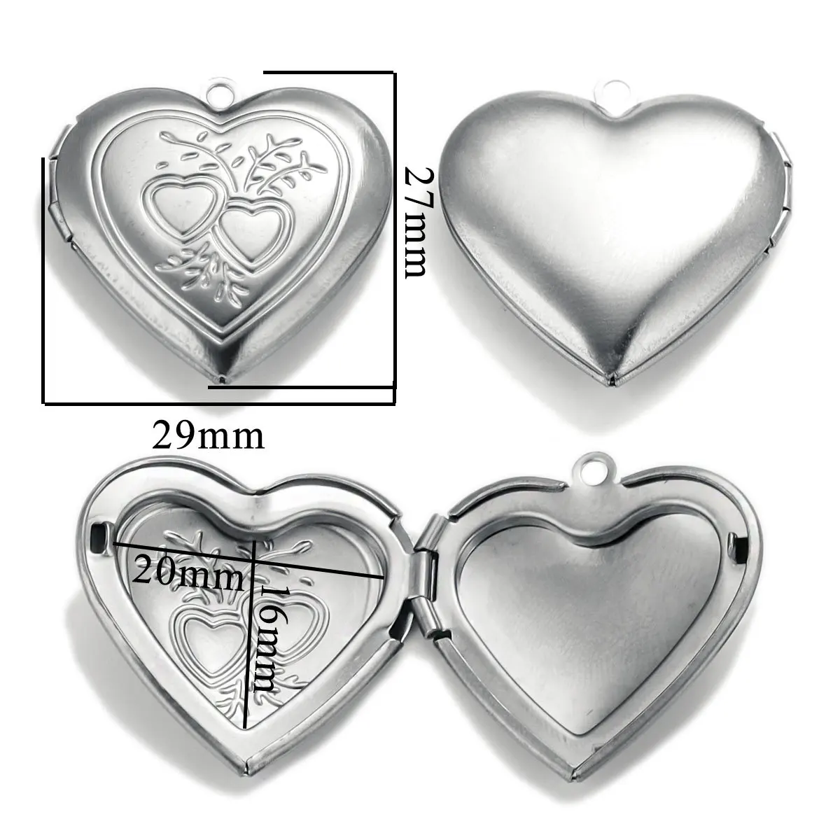 Stainless Steel Love Box Pendant Retro Relief Pattern Pendant DIY Creative Necklace Jewelry Accessory 4