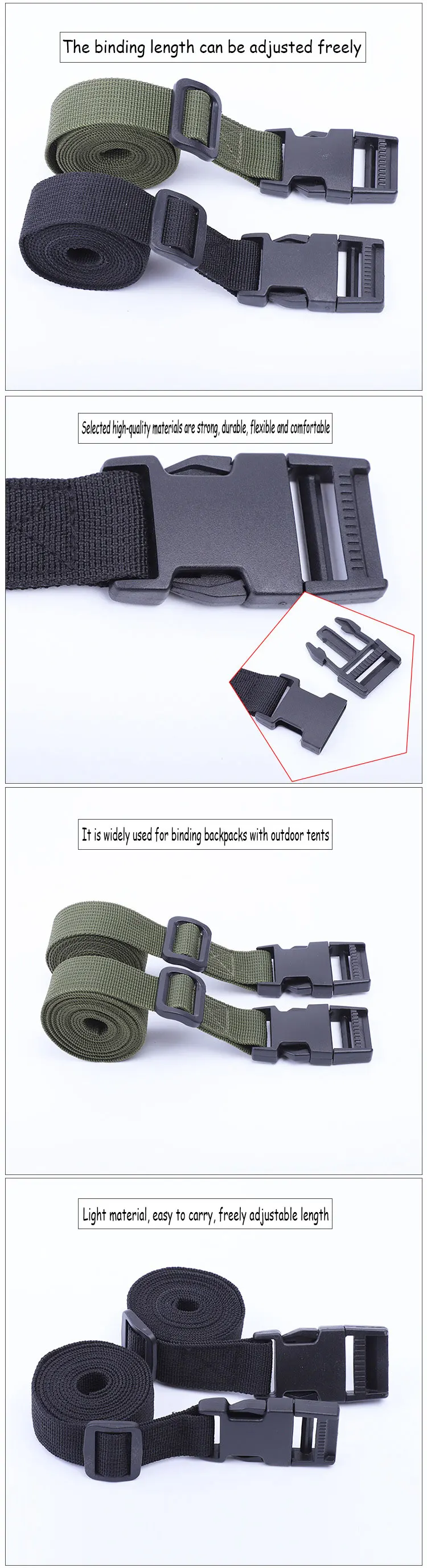 Description Picture 5 of itemReusable Durable polypropyleneTravel Tied Cargo Tie Down Luggage Lash Belt Strap With Cam Buckle Travel Kit Outdoor Camping Tool