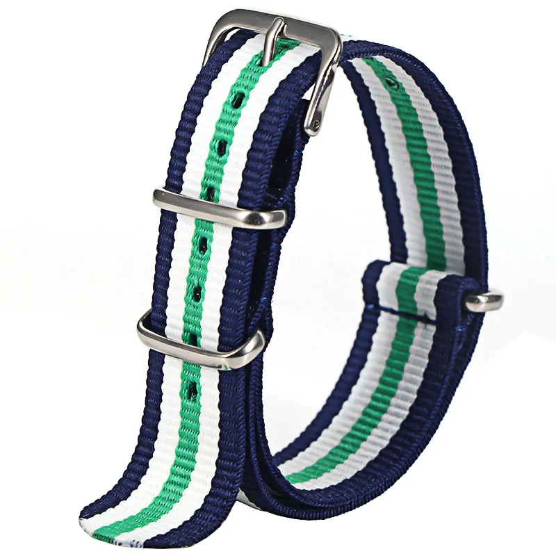Nylon Army Sports Watch Strap – Black Adjustable Belt with Buckle