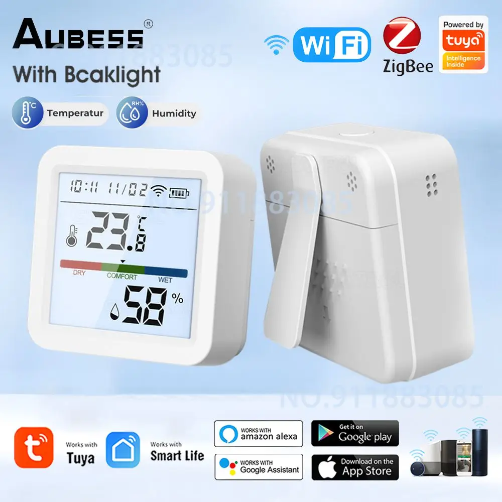 Tuya ZigBee 와이파이 스마트 온도 습도 센서 모니터, 백라이트 LCD 습도계 온도계, 알렉사 구글 어시스턴트 호환