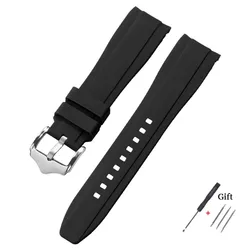 Deluxe Curved Silicone Strap - High - Quality Waterproof Replacement Band - 22mm (Black)