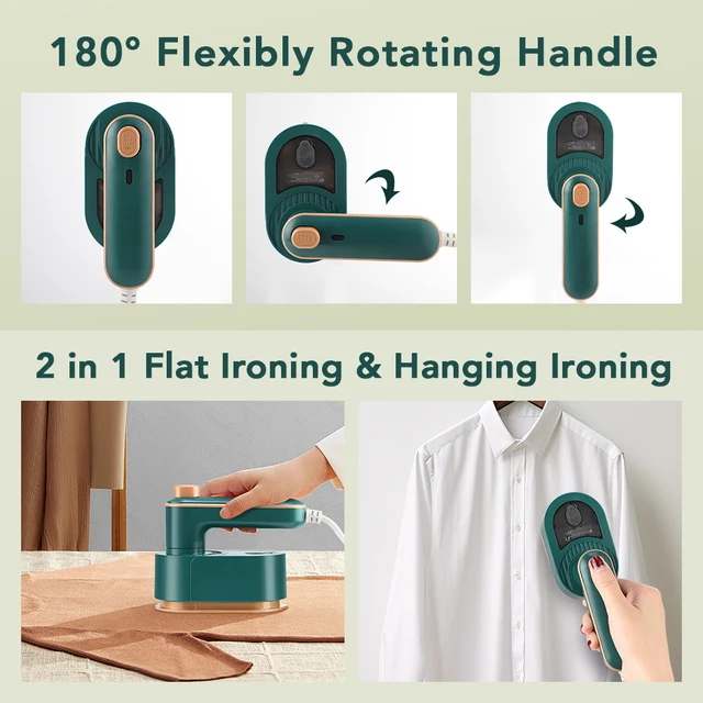 Mini Handheld Steam Iron 180 Rotating Wet Dry Ironing Machine Portable Garment Steamer Household Small Hanging Ironing Machine 5