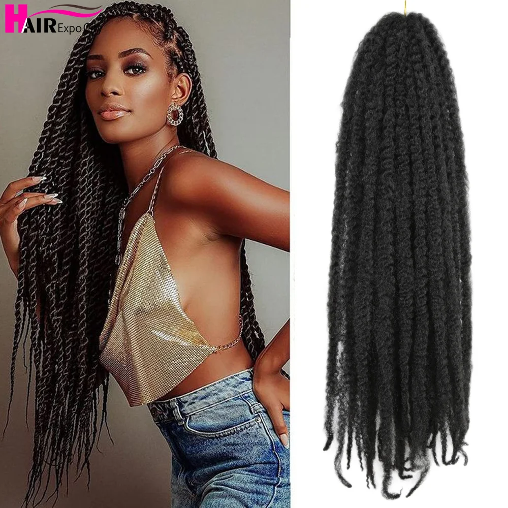 Marley Kinky Braiding Hair 24" Synthetic Afro Twist Crochet Hair For African Women Ombre Brown Marley Braids Hair Extensions