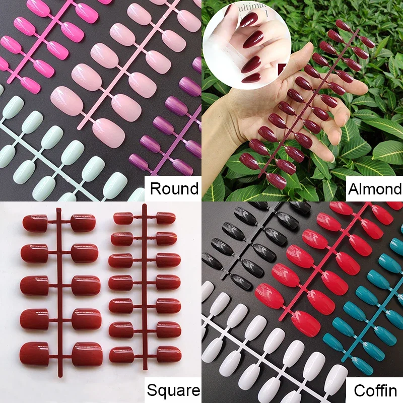 Fake Nails 432pcs/pack Mixed 18 Colors Full Cover Stiletto Nails Almond Acrylic mountain peak Sharp Ending False Nail Art Tips