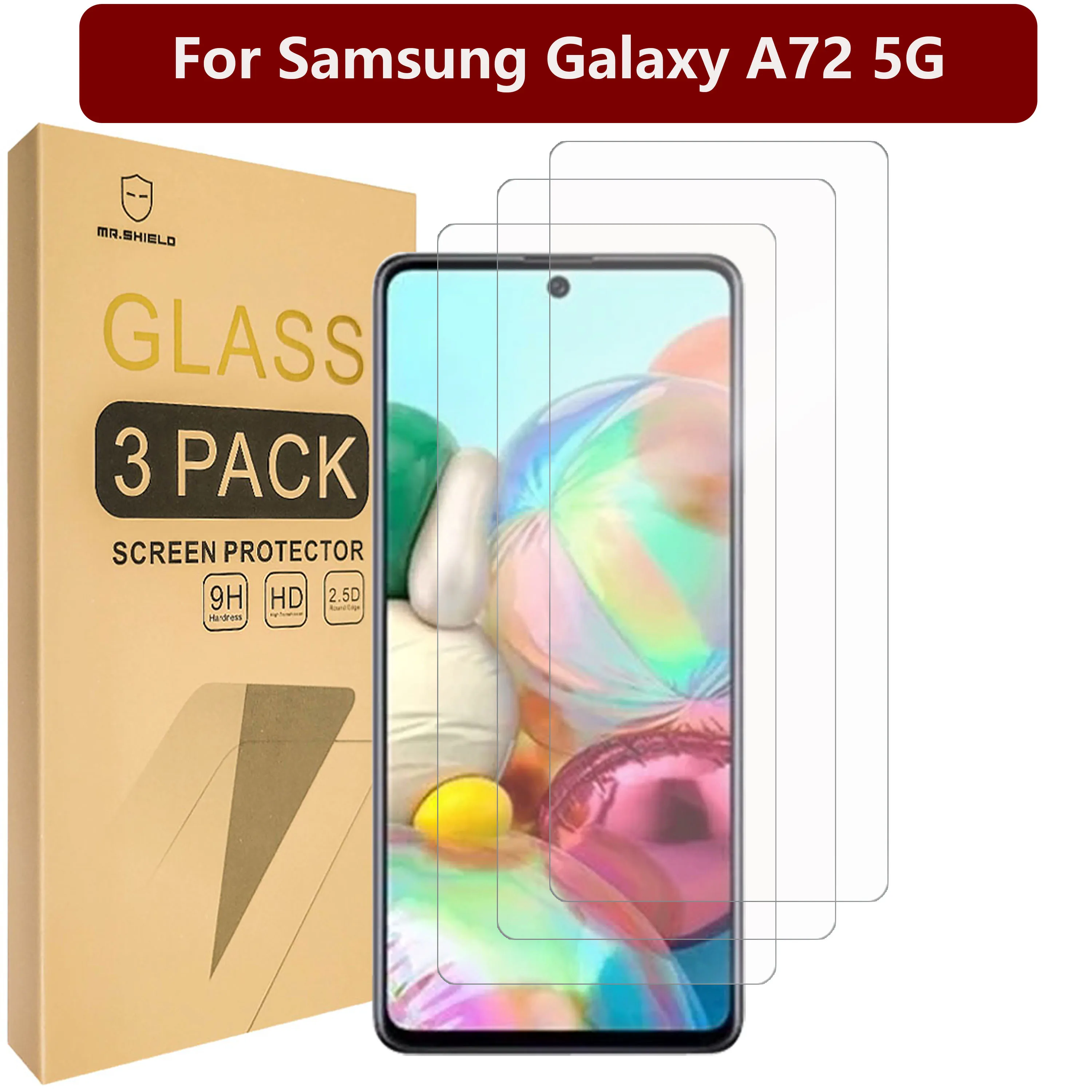 

Mr.Shield [в 3 упаковках] предназначен для Samsung Galaxy A72 5G [закаленное стекло] [Японское стекло с твердостью 9H] Защита экрана