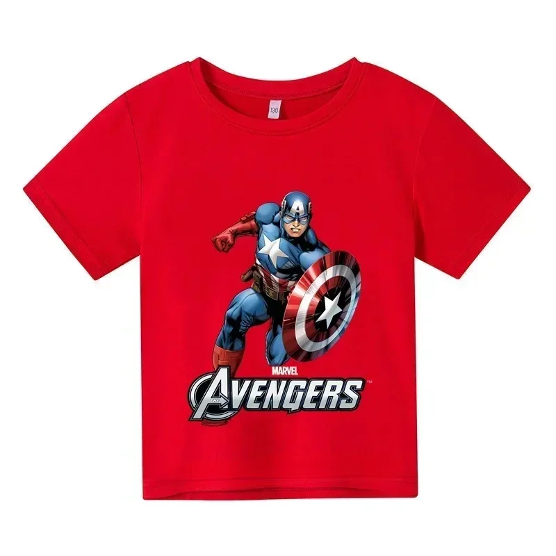 thumbnail image 1 of Camiseta de algodón hippie de Marvel Fashion Card Capitán América Spider-Man, camiseta de manga corta de verano para niños, camiseta informal de manga corta súper genial, 1 of 5