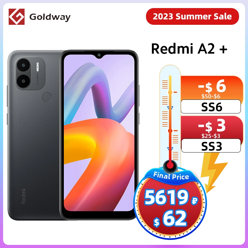  Global Version Xiaomi Redmi A2+ Plus 2GB RAM 32GB ROM MTK Helio G36 6.52" Display 5000mAh Battery 8MP AI Dual Camera 