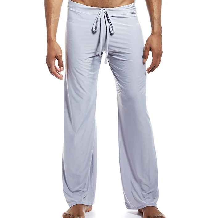 Sommer strap Eis Seide Hosen Elastische String Taille Atmungsaktive Einfache Breite bein Hosen Männliche Kleidung Kordelzug Casual Hosen
