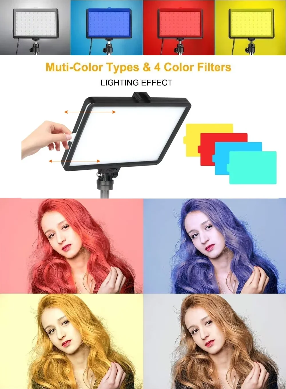 Adjustable Tripod Stand with LED Video Light For Live Stream Photo Studio Light Panel Photography Dimmable Flat-panel Fill Lamp