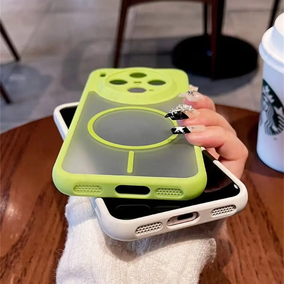 Enhanced Magsafe-Compatible Matte Clear Cooling Case with Wireless Charging